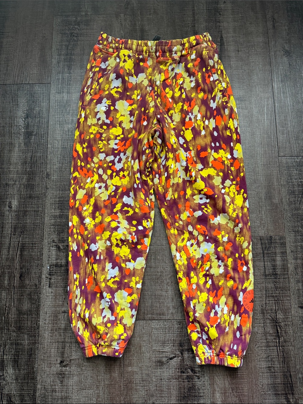 Adidas by Stella McCartney Yellow Orange Multicolor Floral Joggers
